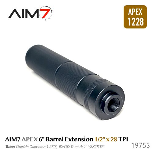 AIM7 6" Barrel Extension / Fake Suppressor for AEG GBB 1/2x28 .223 .22 5.56 Aluminum CNC APEX-1228