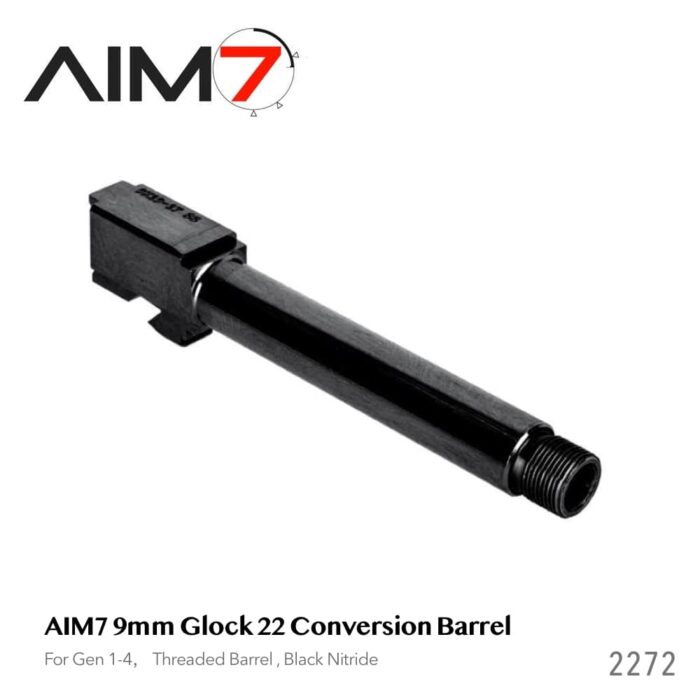 AIM7 9mm Glock 22 Conversion Barrel for Glock 22 Threaded Barrel Black Nitride
