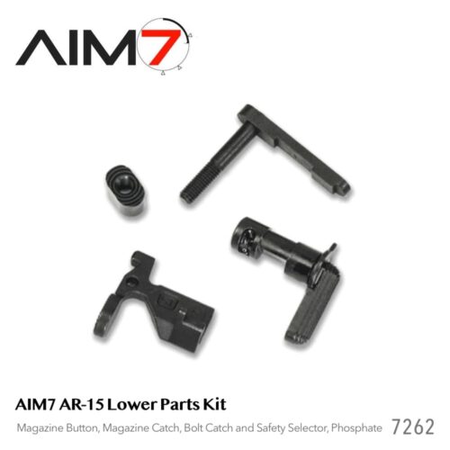 AIM7 AR15 Lower Parts Kit—Magazine Button, Magazine Catch, Bolt Catch and Safety Selector, Phosphate