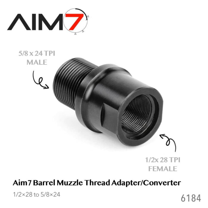 Aim7 1/2×28 to 5/8×24 Barrel Muzzle Thread Adapter/Converter -6184