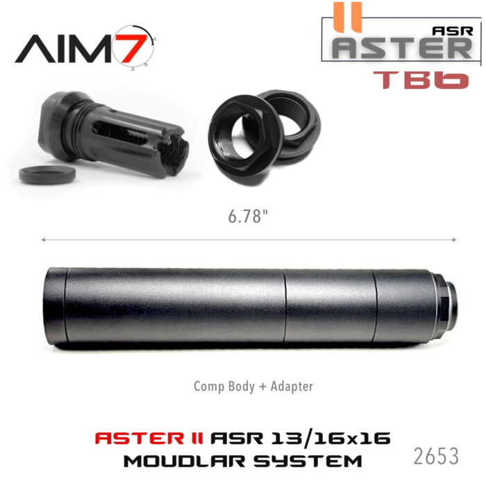 AIM7 ASTER Modular Comp Body + Breek Arms BFO Muzzle Brake & Adapter 13/16X16 TB-6