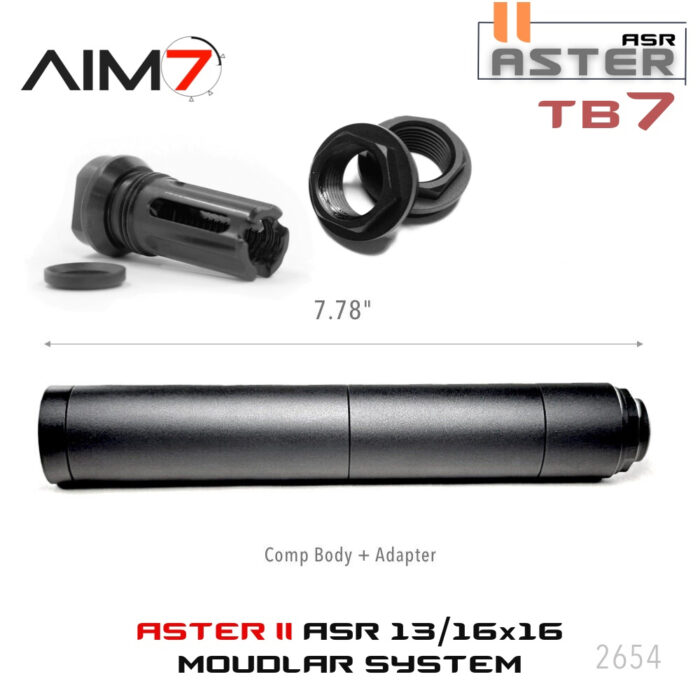 AIM7 ASTER Modular Comp Body + Breek Arms BFO Muzzle Brake & Adapter 13/16X16 TB-7