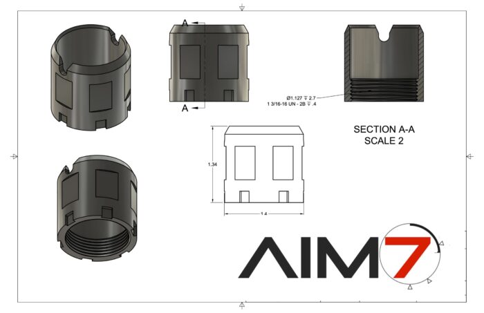 AIM7 AR-15/M16 Buffer Tube Kit with Flat springs, 3 hole buffer, IronKeep Castle nut - Image 11