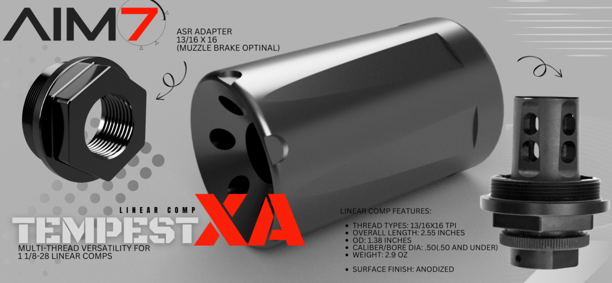 AIM7 TEMPEST XA Linear Muzzle Compensators ASR 13/16 X 16 - AIM7 Tactical