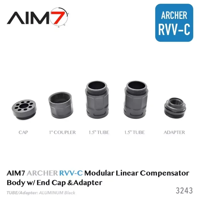 AIM7 ARCHER RVV-C Modular Linear Comp Multi 223, 30CAL, 9mm Black Aluminum Black - Image 5