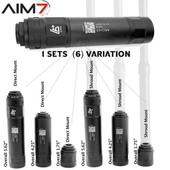 Aim7 Archer Hybrid 6-IN-1 Linear Comp & Barrel Shroud Set 1/2x28