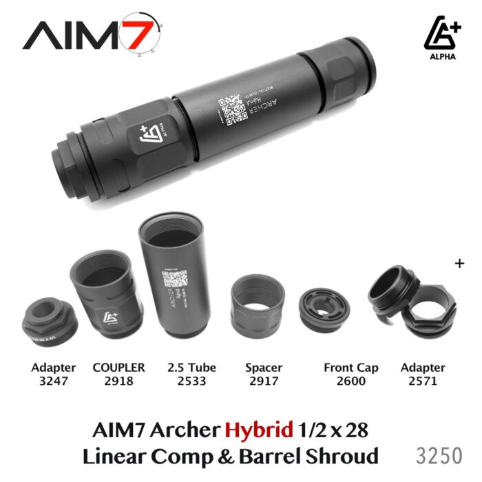 Aim7 Archer Hybrid 6-IN-1 Linear Comp & Barrel Shroud Set 1/2x28 - Image 4