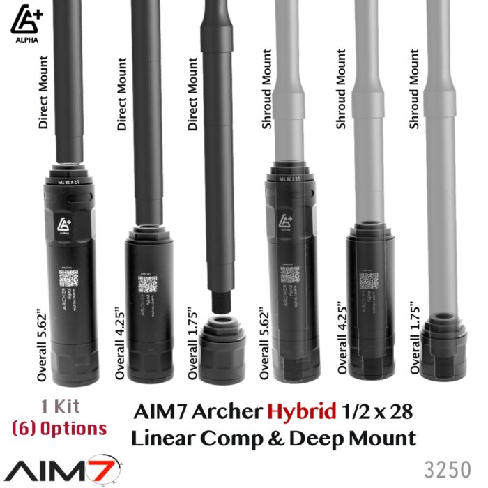 Aim7 Archer Hybrid 6-IN-1 Linear Comp & Barrel Shroud Set 1/2x28 - Image 2