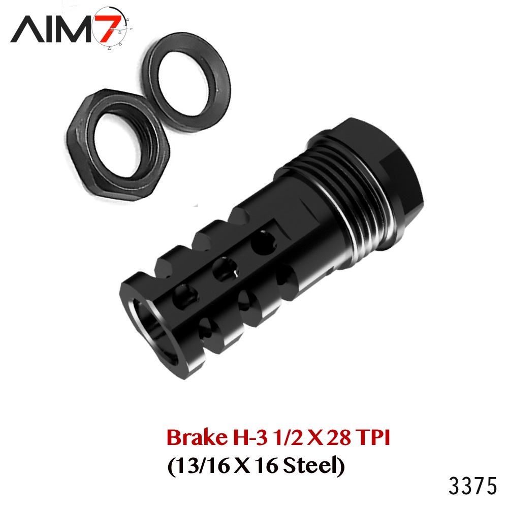 AIM7 Brake H-3 Muzzle Brake 13/16 X 16 (1/2x28 tpi) 9MM & 22LR - Image 7