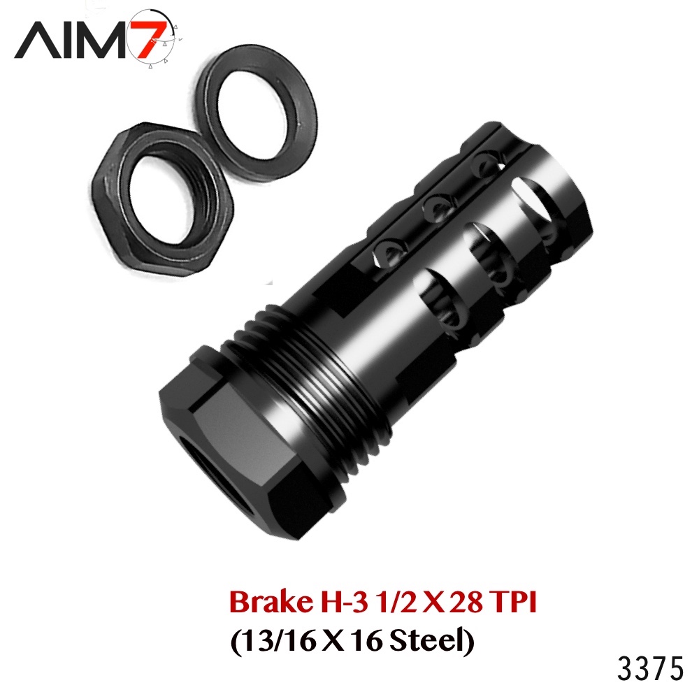 AIM7 Brake H-3 Muzzle Brake 13/16 X 16 (1/2x28 tpi) 9MM & 22LR - Image 6