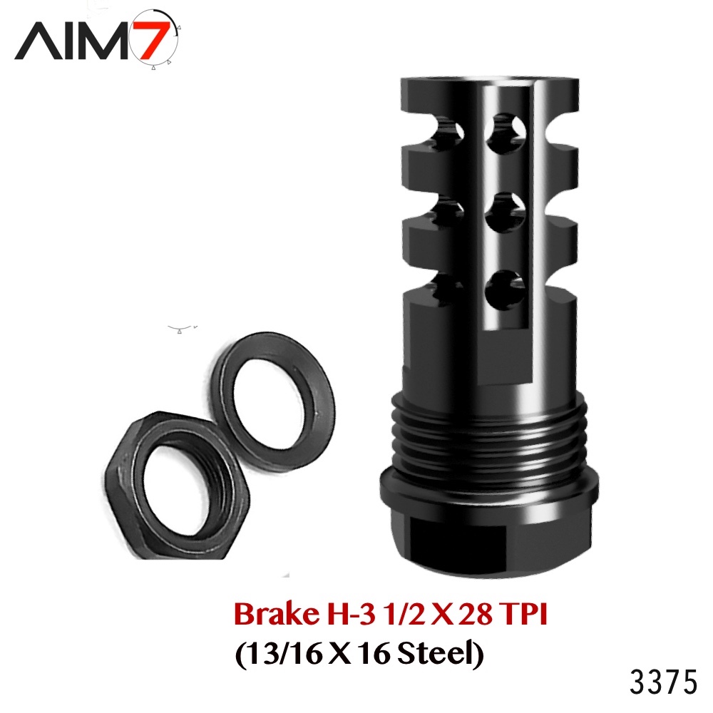 AIM7 Brake H-3 Muzzle Brake 13/16 X 16 (1/2x28 tpi) 9MM & 22LR - Image 5