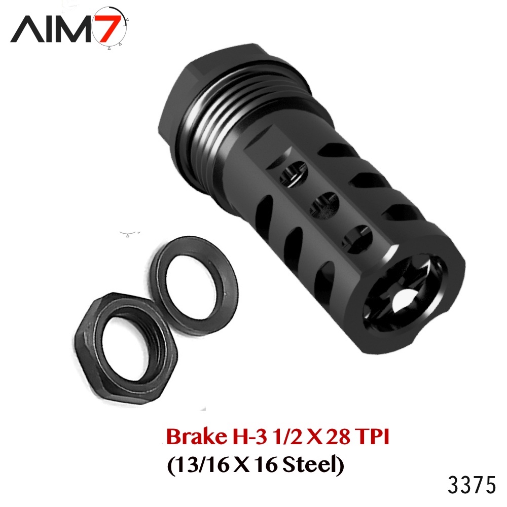 AIM7 Brake H-3 Muzzle Brake 13/16 X 16 (1/2x28 tpi) 9MM & 22LR - Image 4