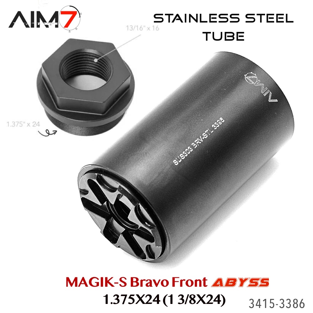 AIM7 MAGIK-S Stainless Steel & Abyss — Bravo Front Cap (1.375×24) — Deep-Insert - Image 13