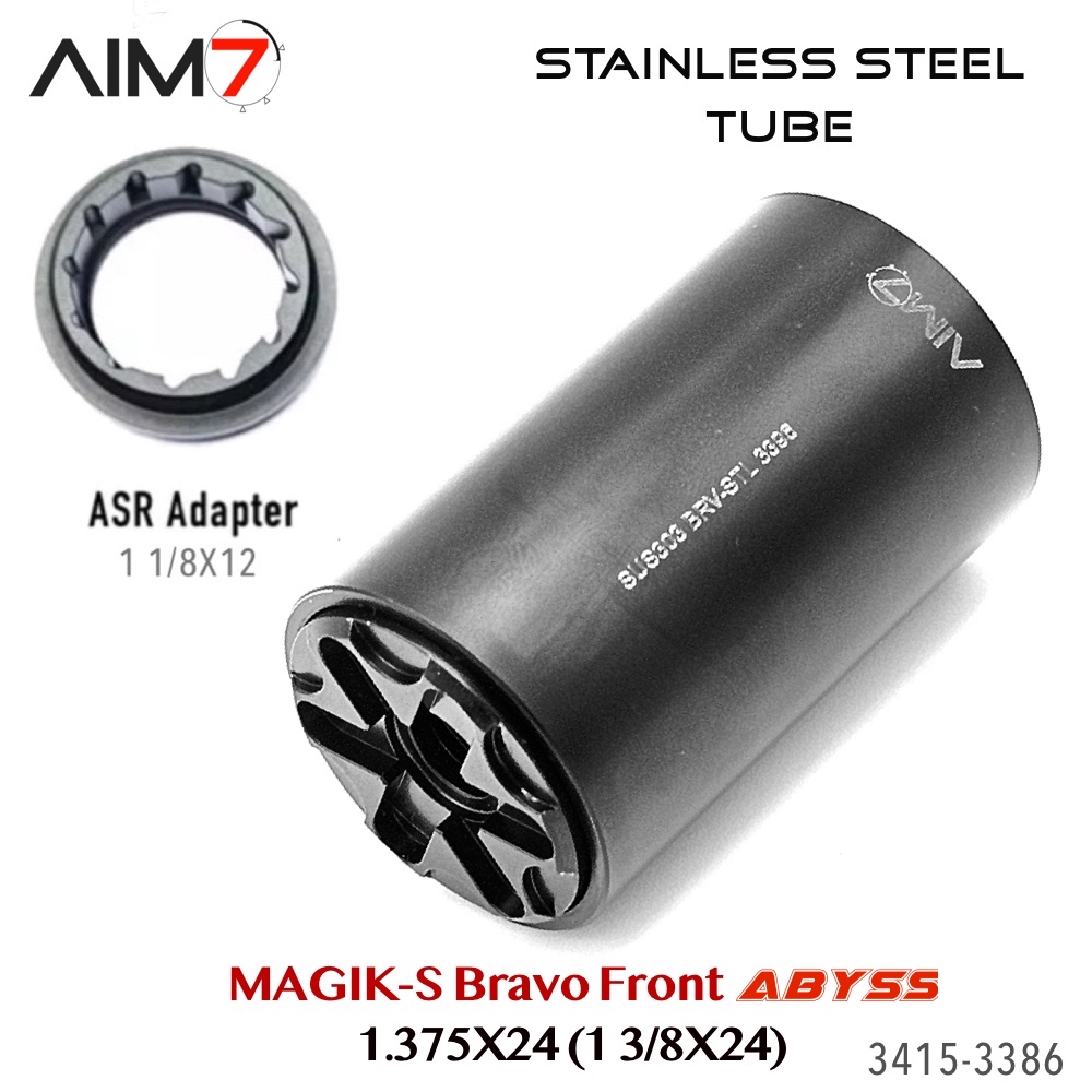 AIM7 MAGIK-S Stainless Steel & Abyss — Bravo Front Cap (1.375×24) — Deep-Insert - Image 11