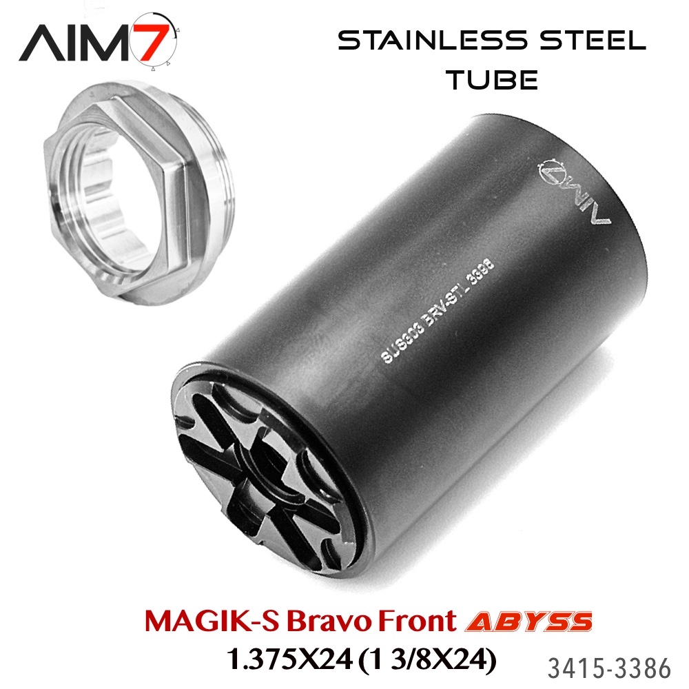 AIM7 MAGIK-S Stainless Steel & Abyss — Bravo Front Cap (1.375×24) — Deep-Insert - Image 3