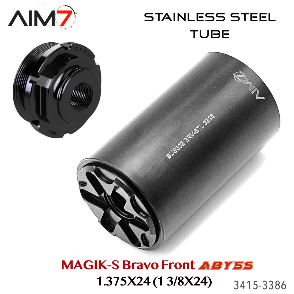 AIM7 MAGIK-S Stainless Steel & Abyss — Bravo Front Cap (1.375×24) — Deep-Insert - Image 5