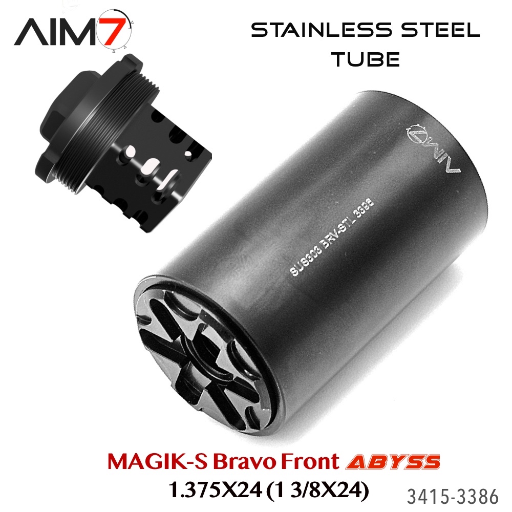 AIM7 MAGIK-S Stainless Steel & Abyss — Bravo Front Cap (1.375×24) — Deep-Insert - Image 8