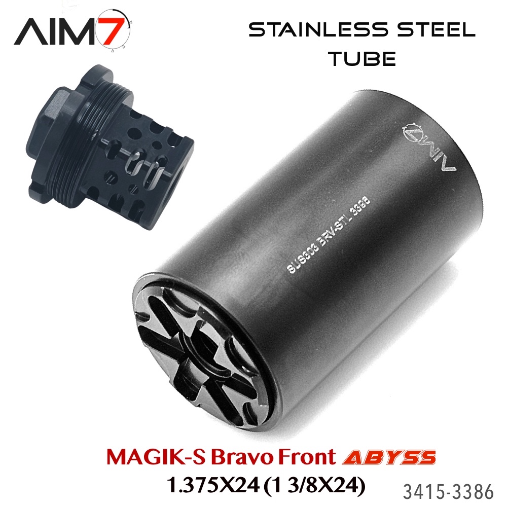 AIM7 MAGIK-S Stainless Steel & Abyss — Bravo Front Cap (1.375×24) — Deep-Insert - Image 9
