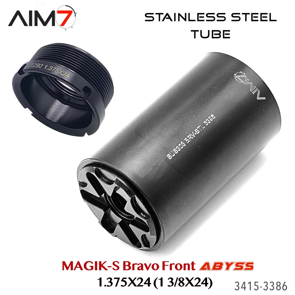 AIM7 MAGIK-S Stainless Steel & Abyss — Bravo Front Cap (1.375×24) — Deep-Insert - Image 10