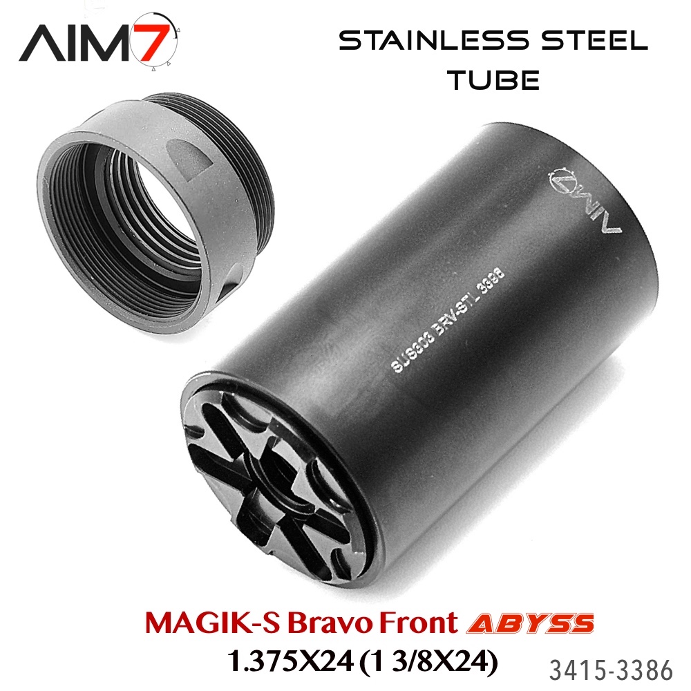 AIM7 MAGIK-S Stainless Steel & Abyss — Bravo Front Cap (1.375×24) — Deep-Insert - Image 6