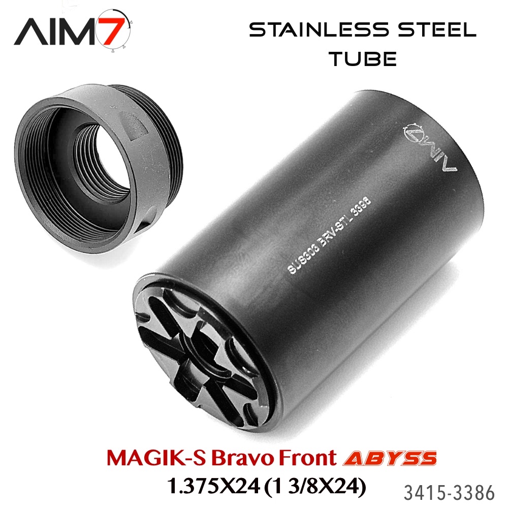 AIM7 MAGIK-S Stainless Steel & Abyss — Bravo Front Cap (1.375×24) — Deep-Insert - Image 7